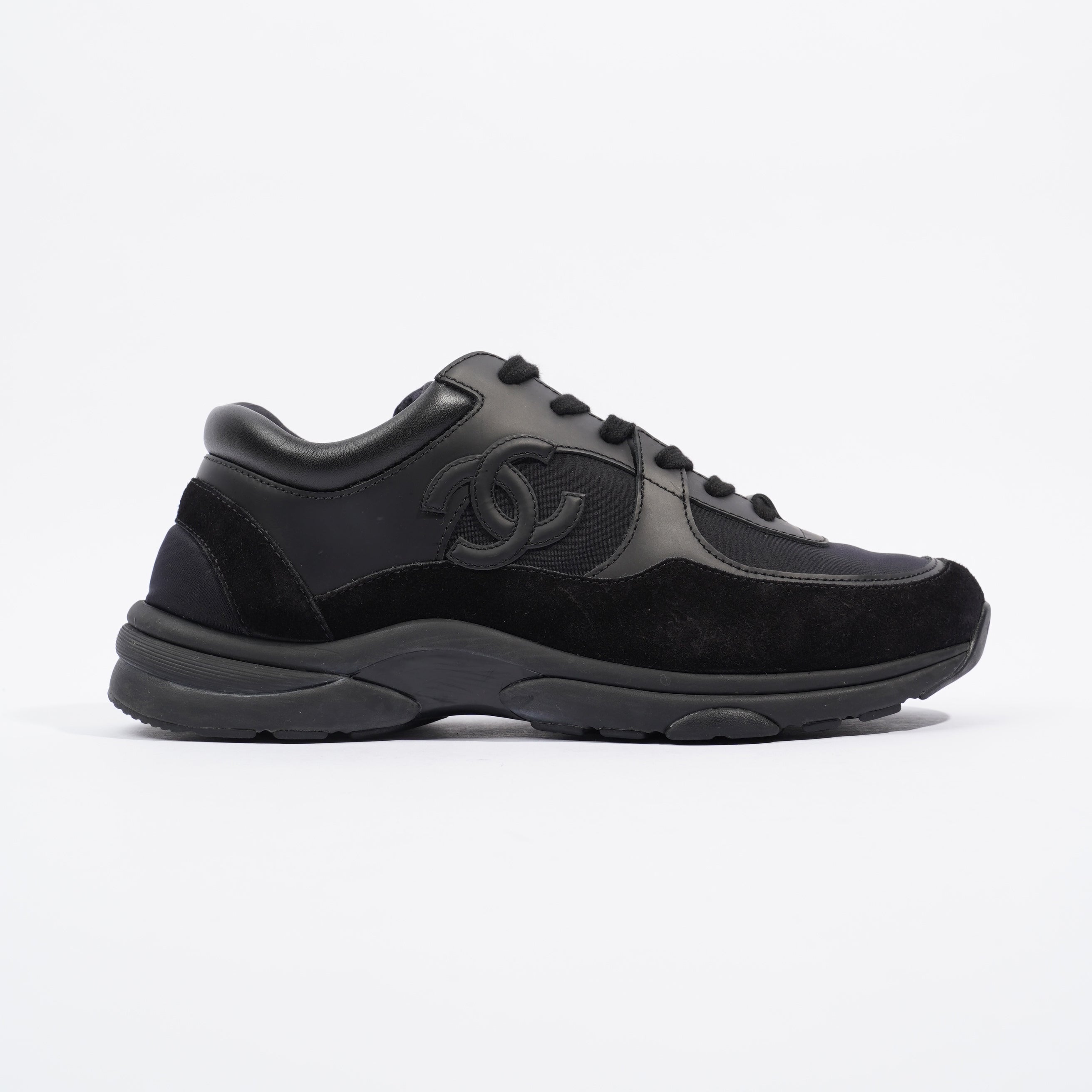 Chanel CC Logo Sneaker Black Leather EU 42 UK 8
