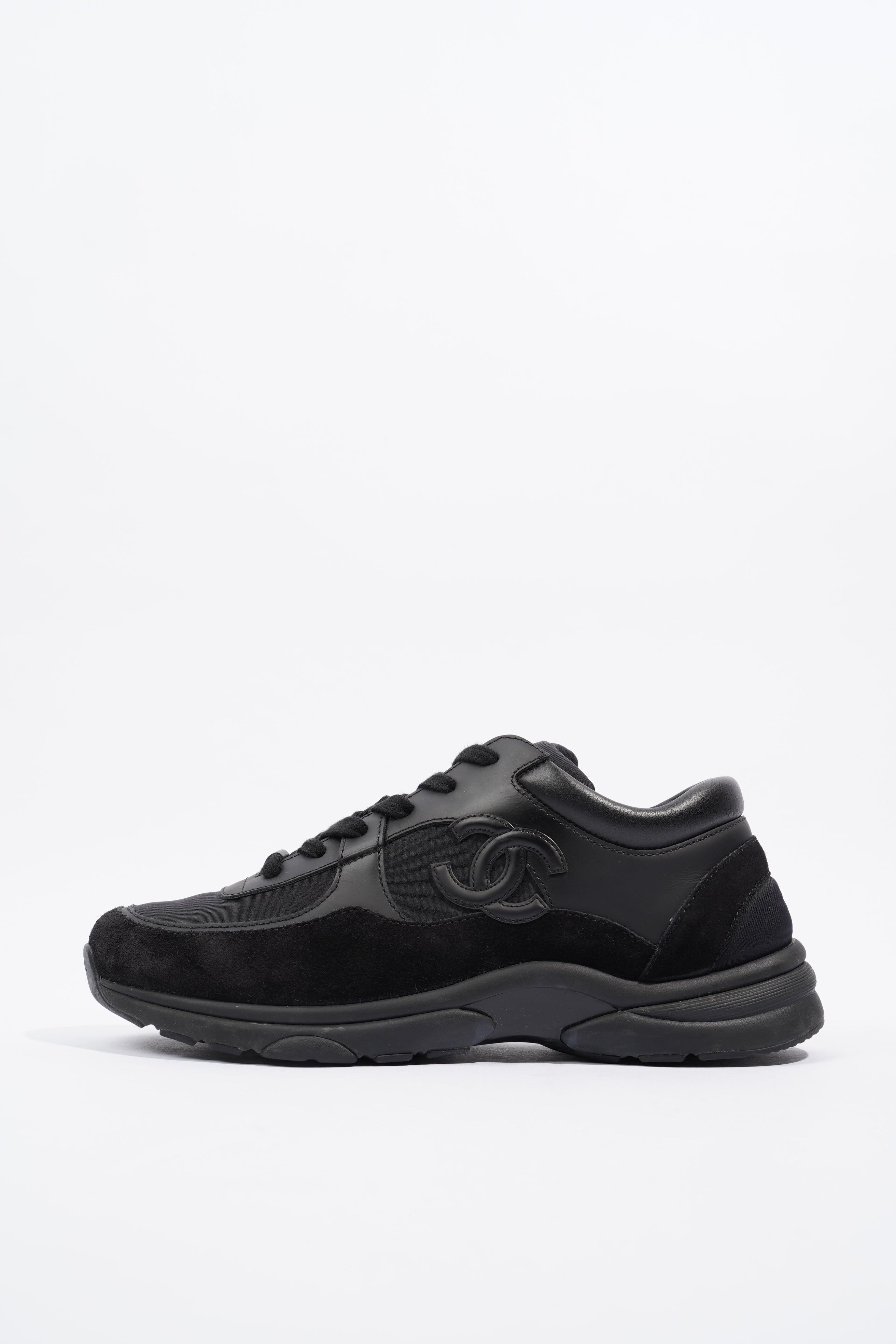 Chanel CC Logo Sneaker Black Leather EU 42 UK 8