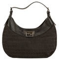 Fendi Black Leather Zucca Canvas Hobo Bag (4092011)