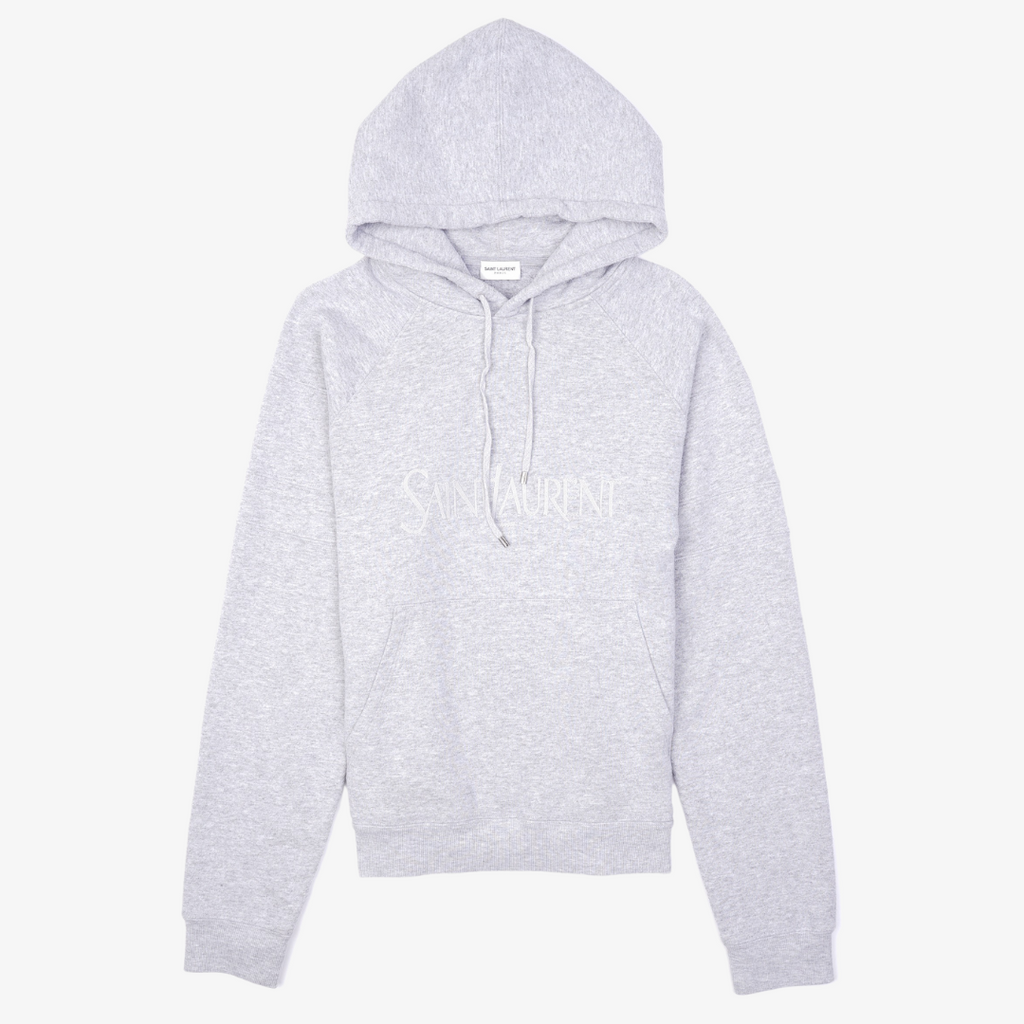 Saint Laurent Womens Logo Hoodie Grey XL