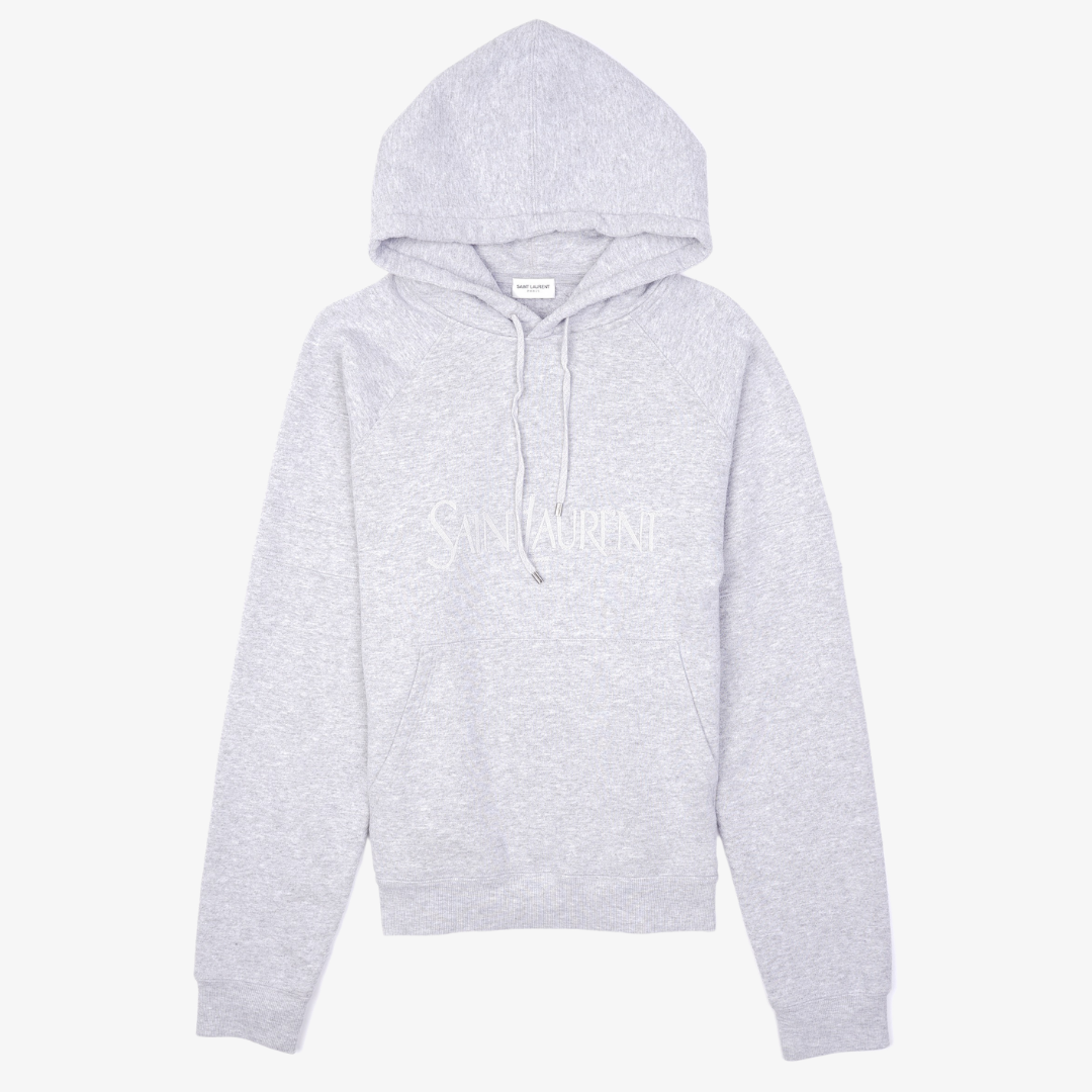 Saint Laurent Womens Logo Hoodie Grey XL