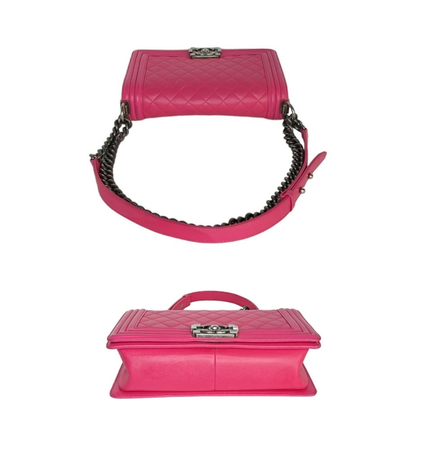 Chanel 2014 Quilted Lambskin Old Medium Boy Flap Pink