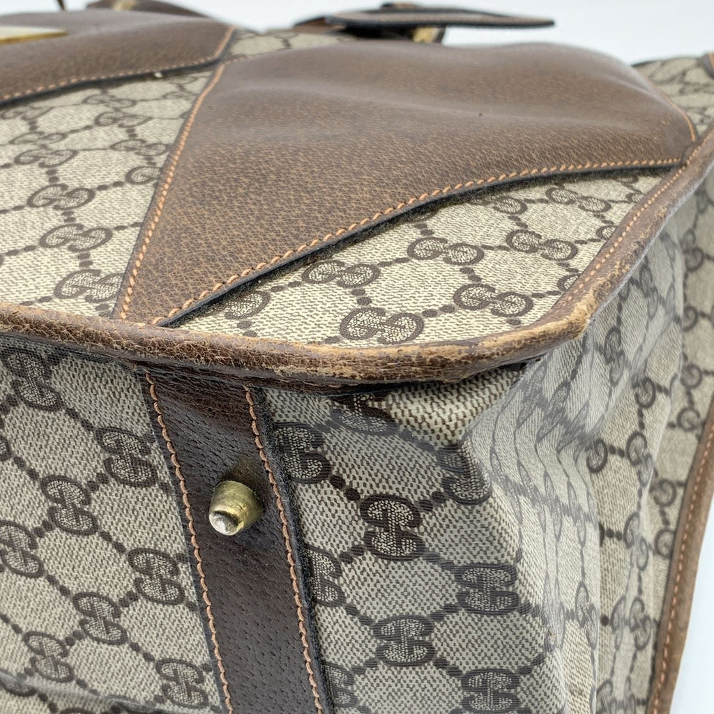 Gucci Vintage Brown Monogram Canvas Travel Satchel Bag