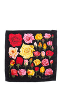 Gucci Rose Print Black Silk Scarf