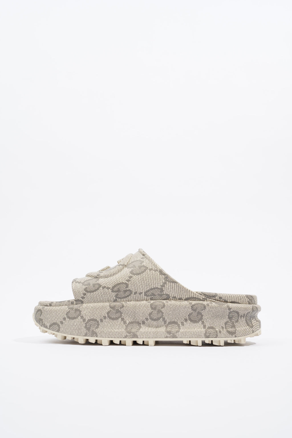 Gucci Slide Sandal With Interlocking GG Beige / Ebony Rubber EU 40 UK 7