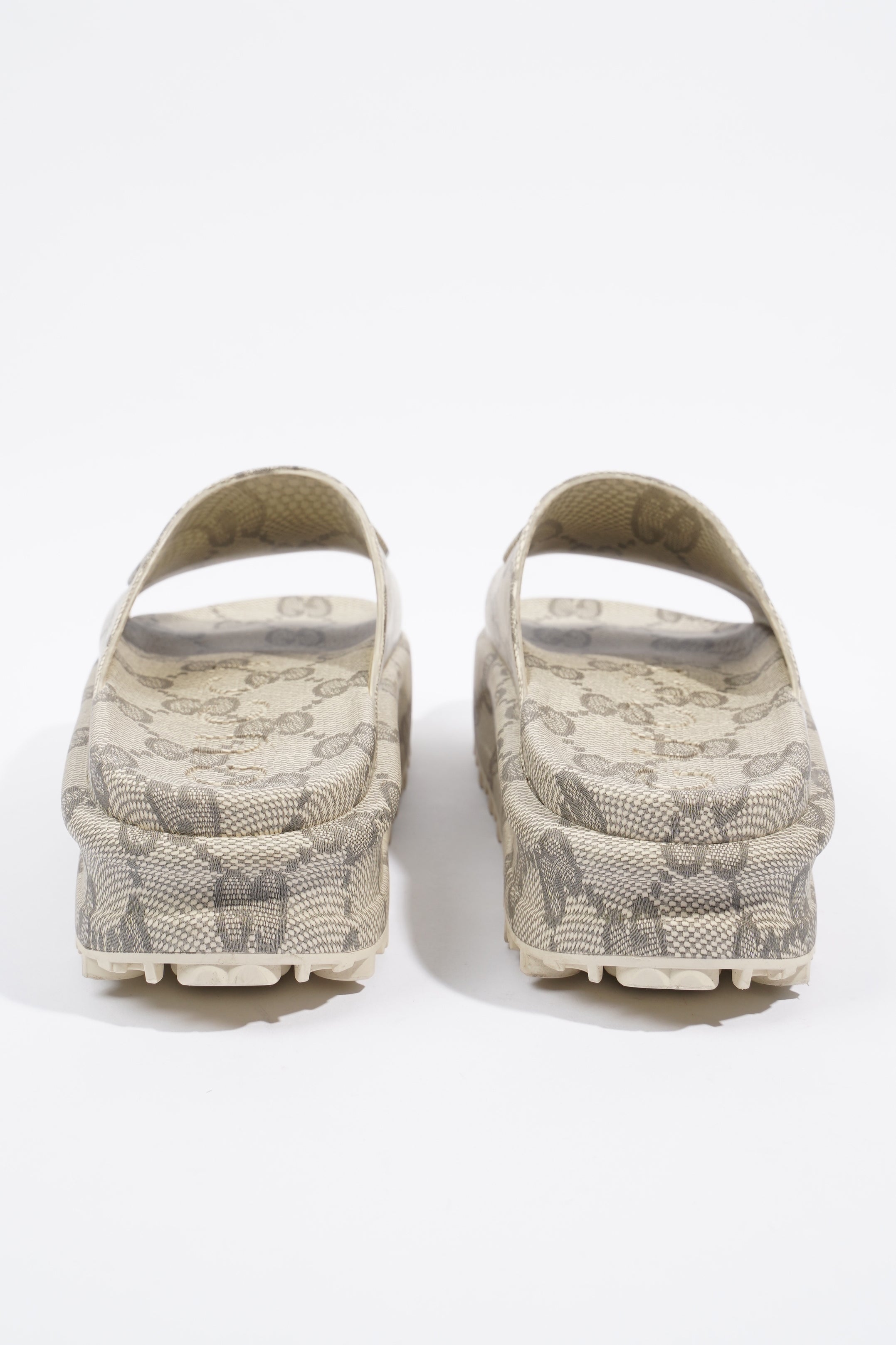 Gucci Slide Sandal With Interlocking GG Beige / Ebony Rubber EU 40 UK 7