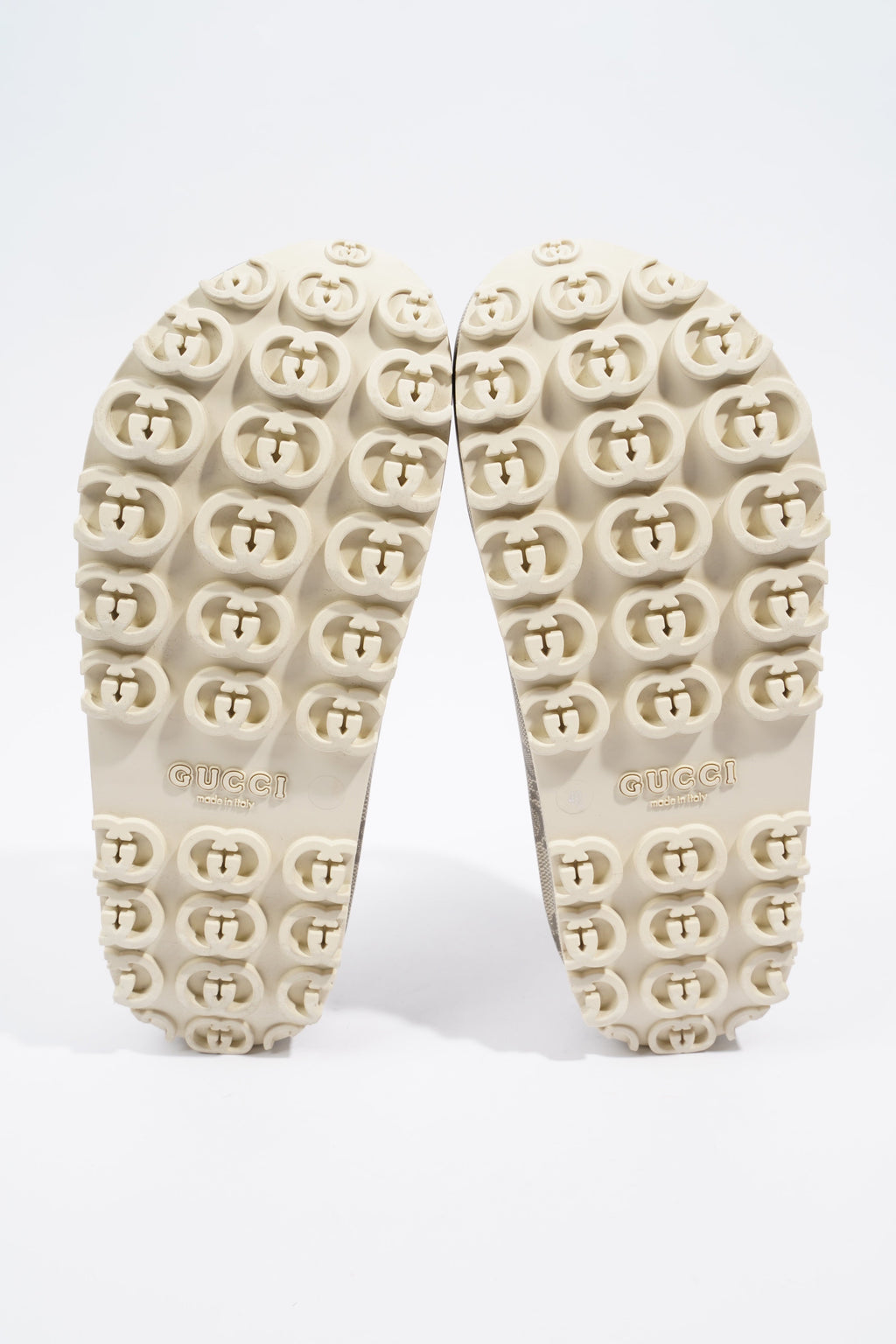 Gucci Slide Sandal With Interlocking GG Beige / Ebony Rubber EU 40 UK 7
