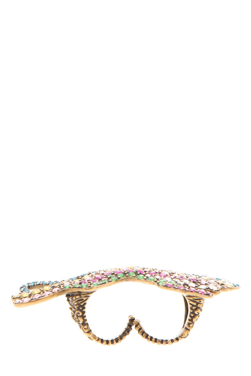 Gucci Multicolor Rhinestone Jaguar Ring SZ M