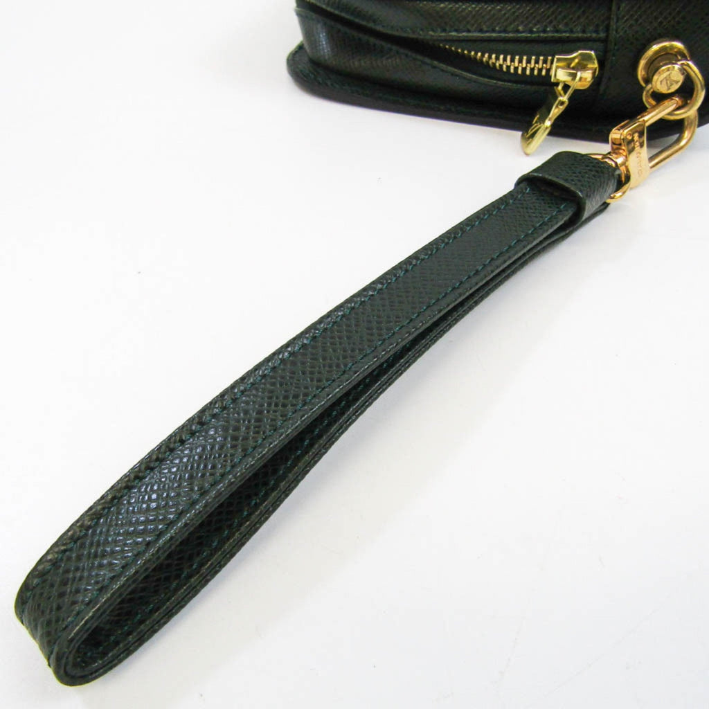 Louis Vuitton Green Leather Baikal clutch bag