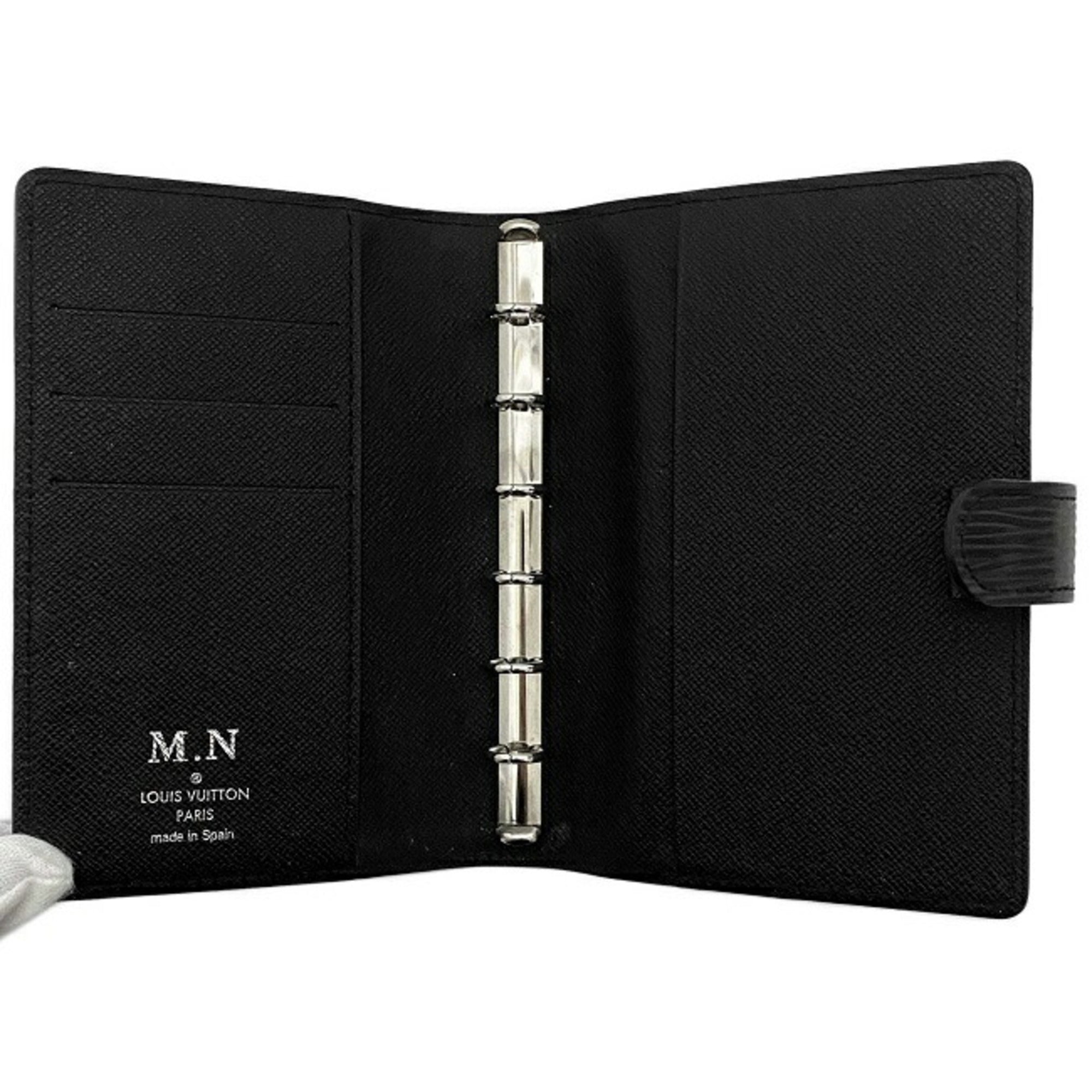 Louis Vuitton Black Leather COUVERTURE AGENDA FONCTIONNEL PM wallet accessories