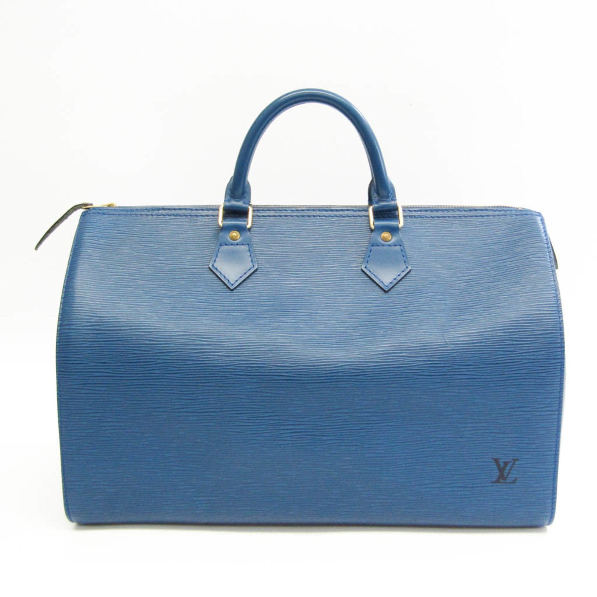Louis Vuitton Blue Leather Speedy 35 handbag bag