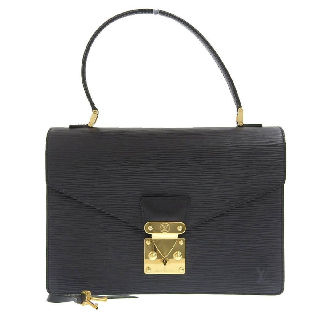 Louis Vuitton Black Leather Monceau handbag bag