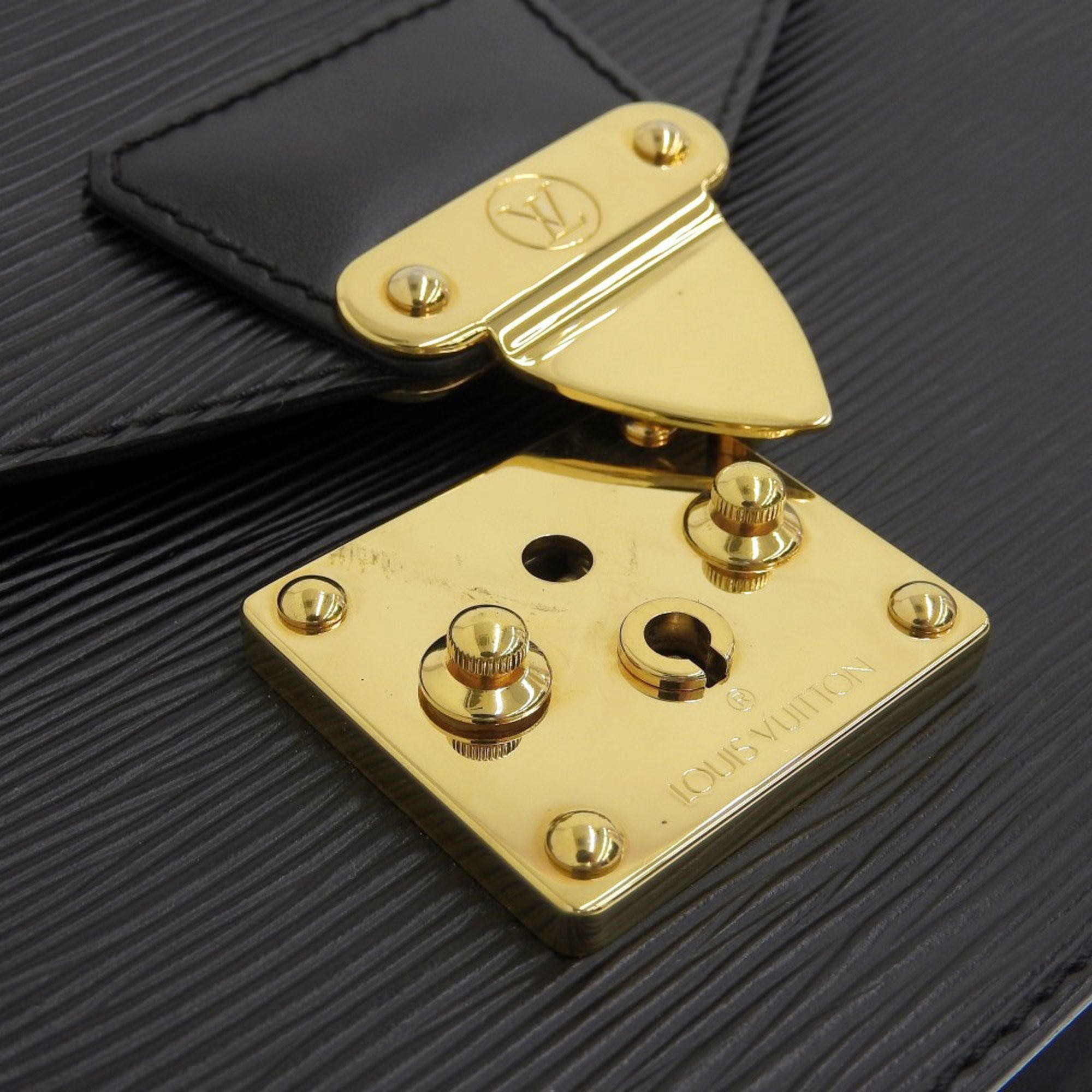 Louis Vuitton Black Leather Monceau handbag bag