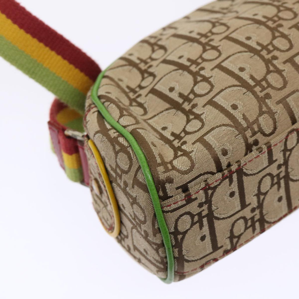 CHRISTIAN DIOR Trotter Canvas Shoulder Bag Rasta Color Beige Auth 47578