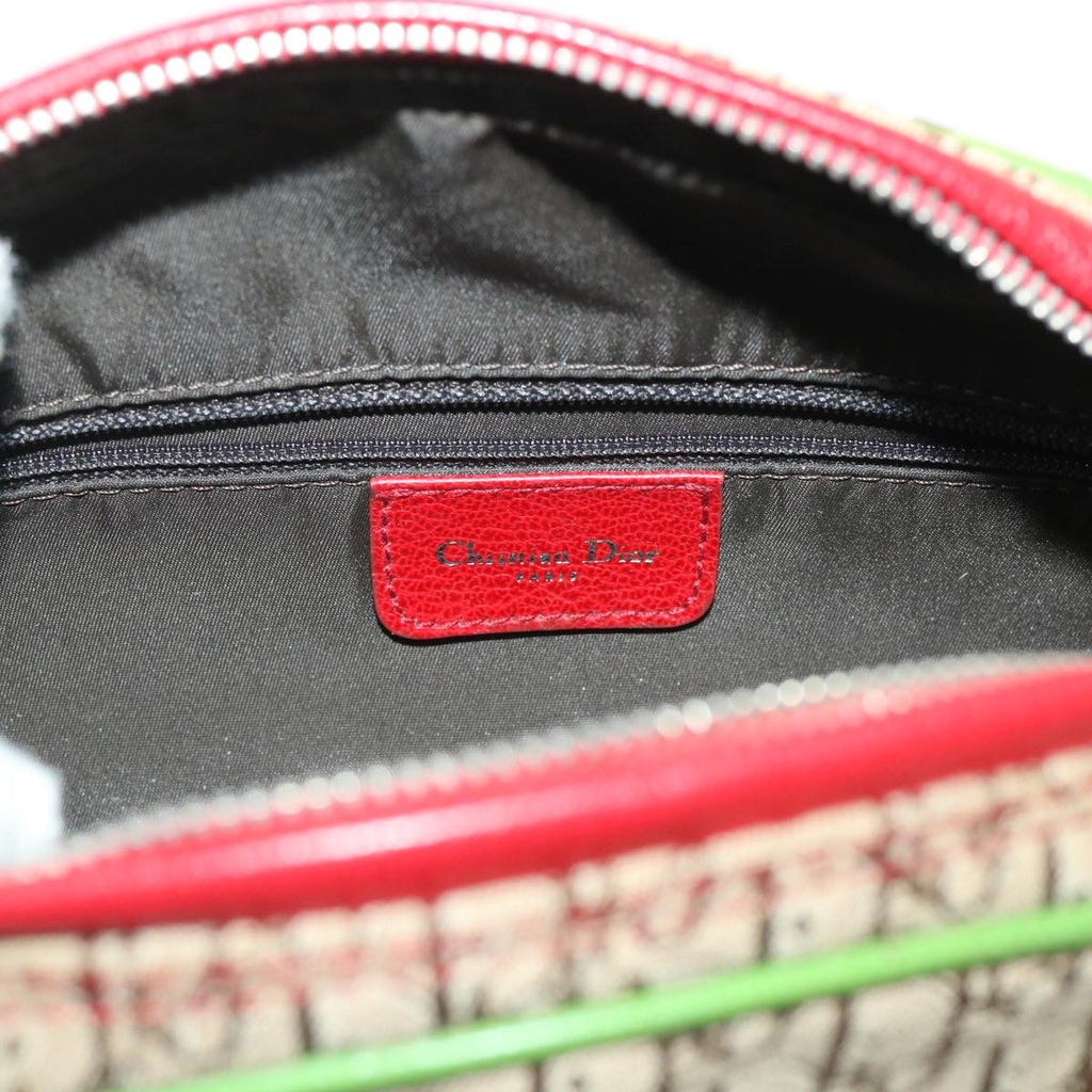 CHRISTIAN DIOR Trotter Canvas Shoulder Bag Rasta Color Beige Auth 47578