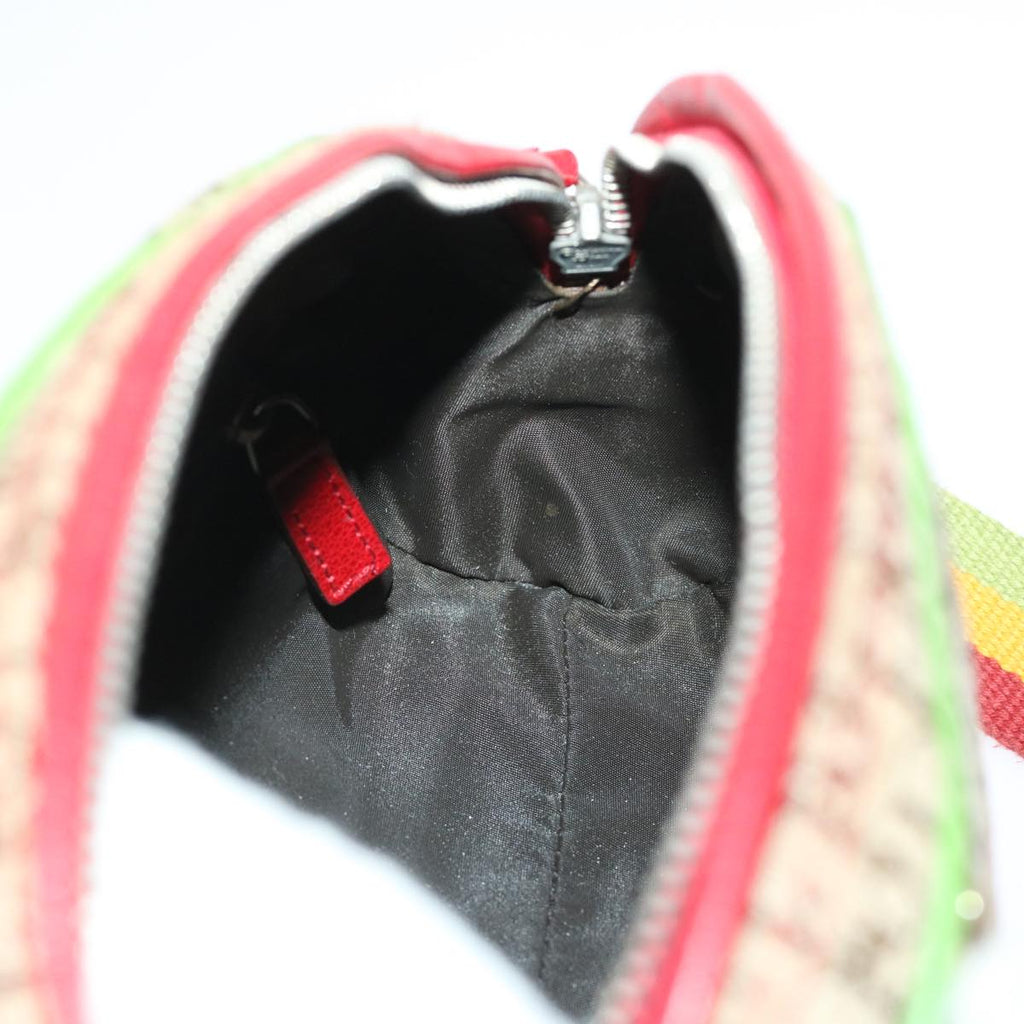 CHRISTIAN DIOR Trotter Canvas Shoulder Bag Rasta Color Beige Auth 47578
