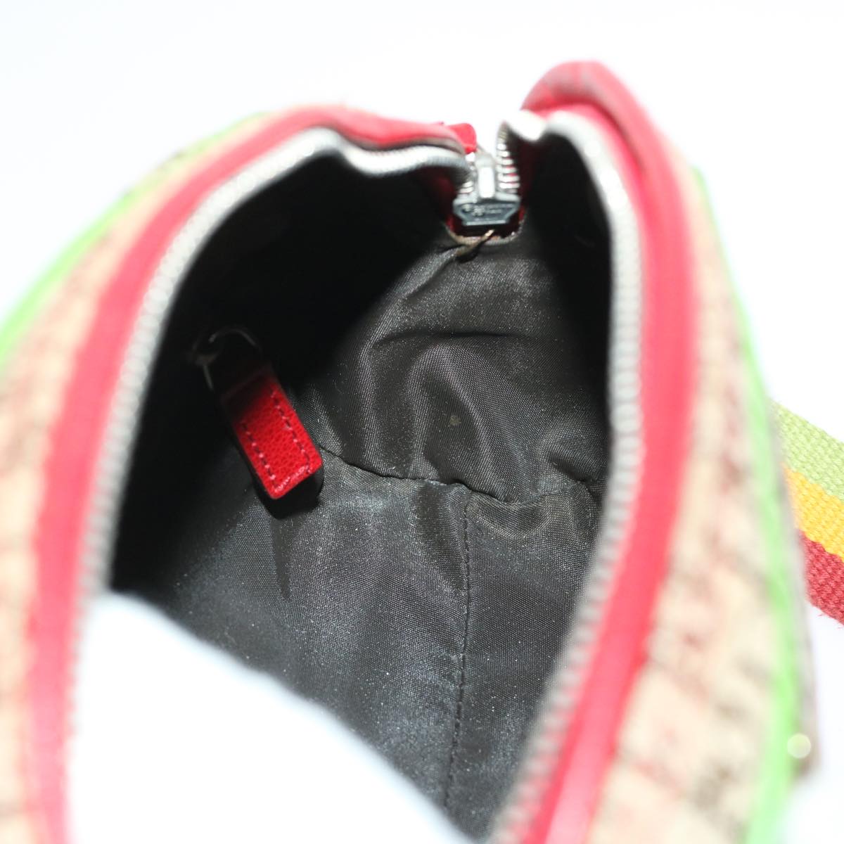 CHRISTIAN DIOR Trotter Canvas Shoulder Bag Rasta Color Beige Auth 47578
