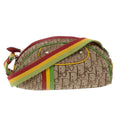 CHRISTIAN DIOR Trotter Canvas Shoulder Bag Rasta Color Beige Auth 47578