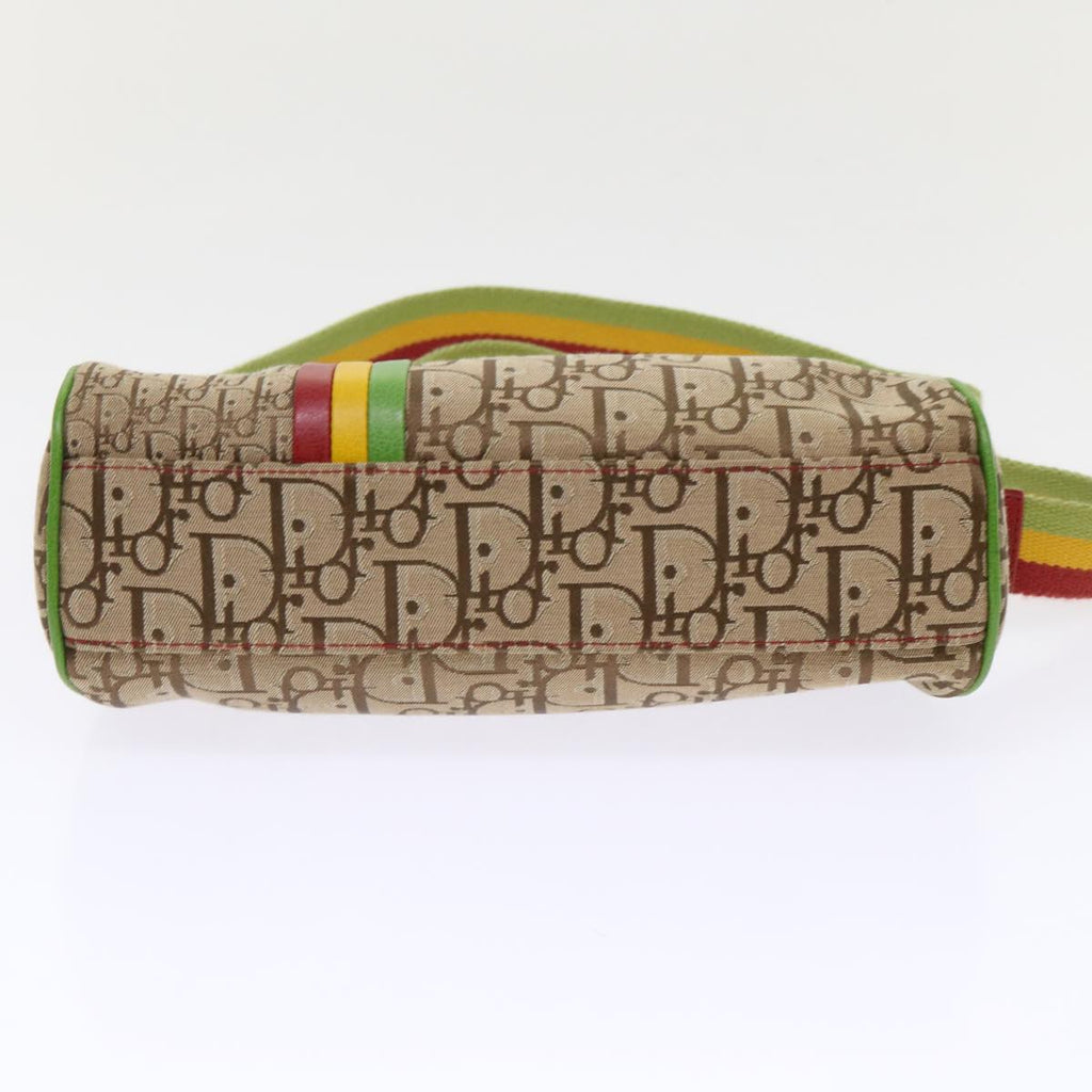 CHRISTIAN DIOR Trotter Canvas Shoulder Bag Rasta Color Beige Auth 47578
