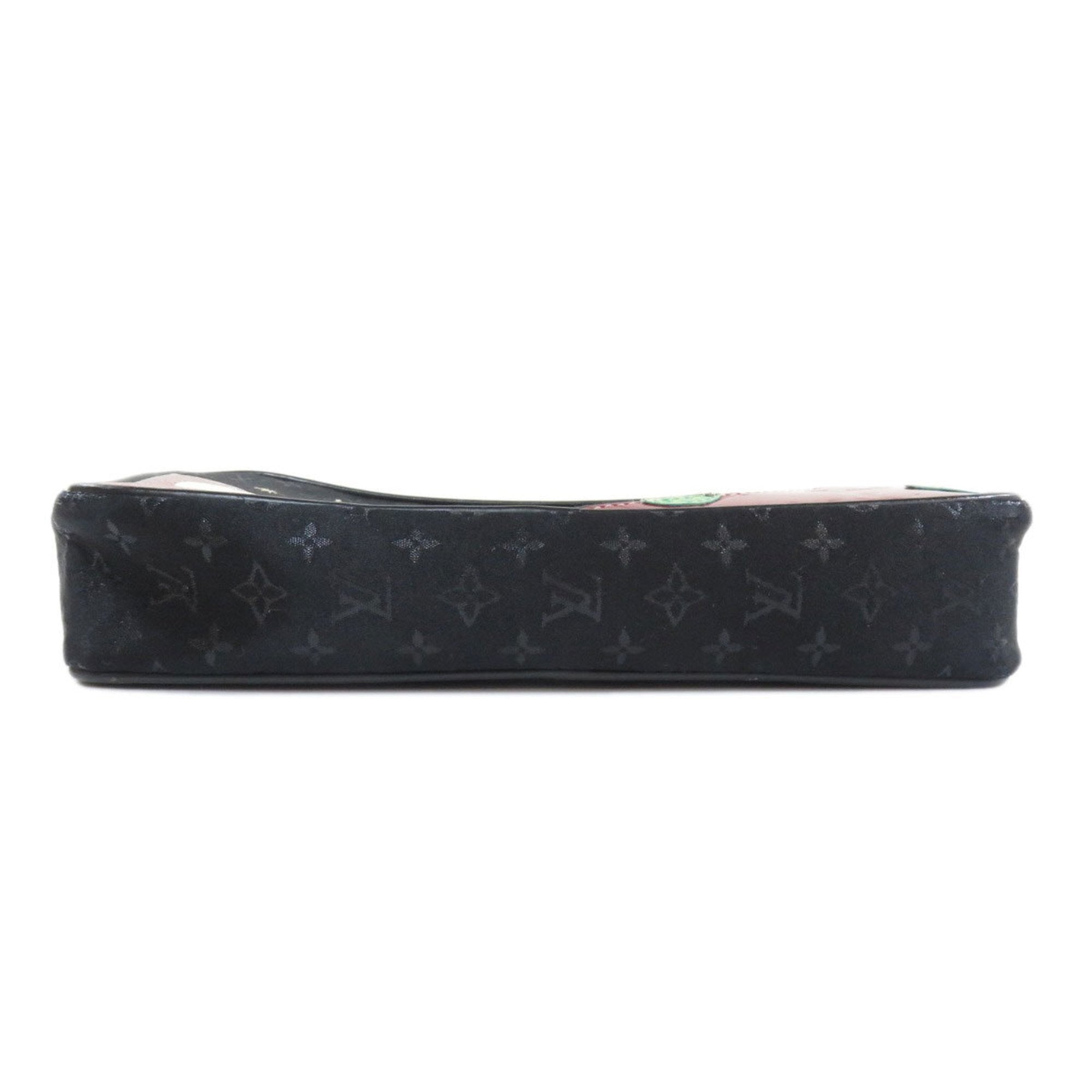 Louis Vuitton Black Silk Pochette accessoires clutch bag