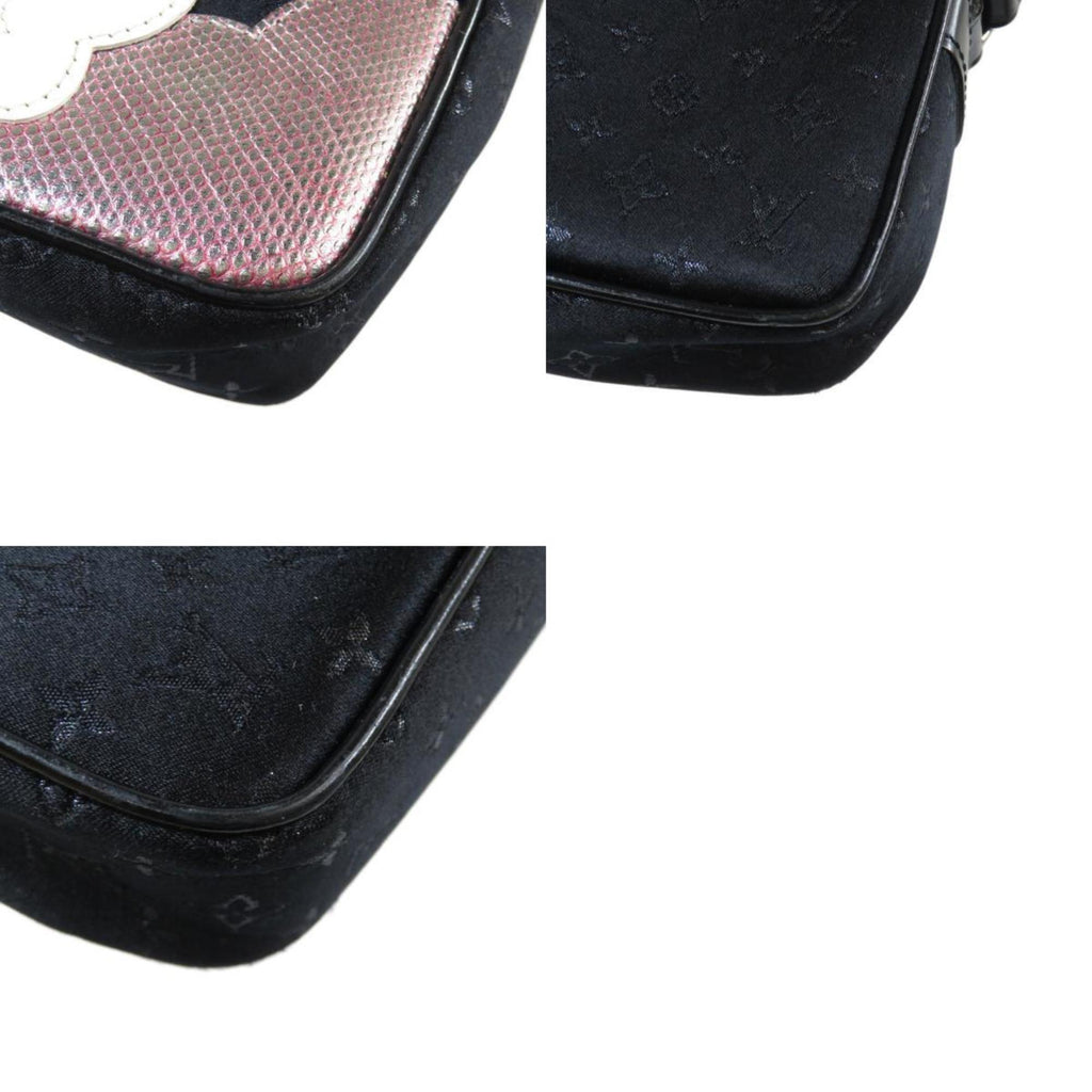 Louis Vuitton Black Silk Pochette accessoires clutch bag