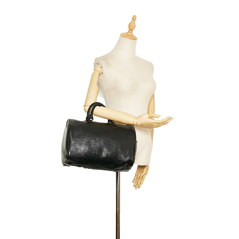 Louis Vuitton Black Leather Speedy 30 handbag bag
