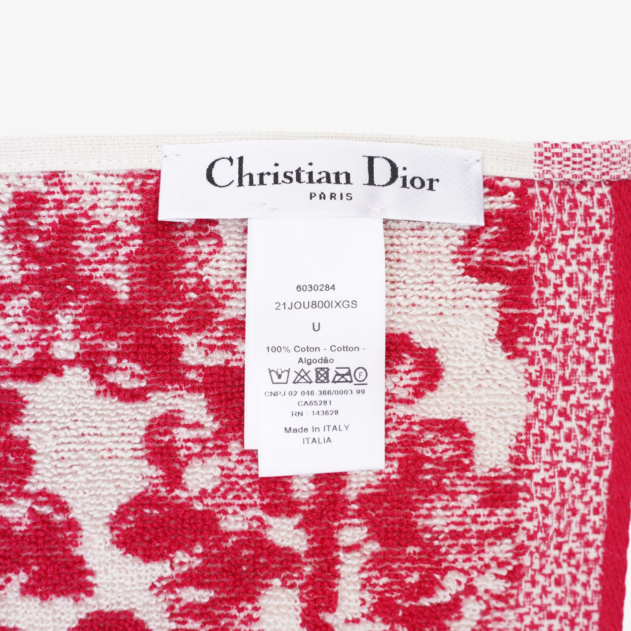 Christian Dior Toil De Jouy Towel Raspberry
