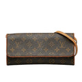 Louis Vuitton Monogram Pocket Twin GM Shoulder Bag M51852 Brown PVC Leather Lady Louis Vuitton