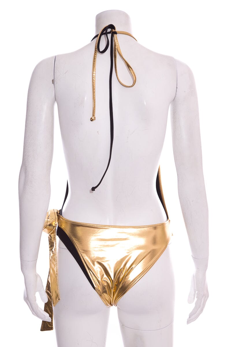Gucci Gold & Black Colorblock One-piece Swimsuit SZ XS