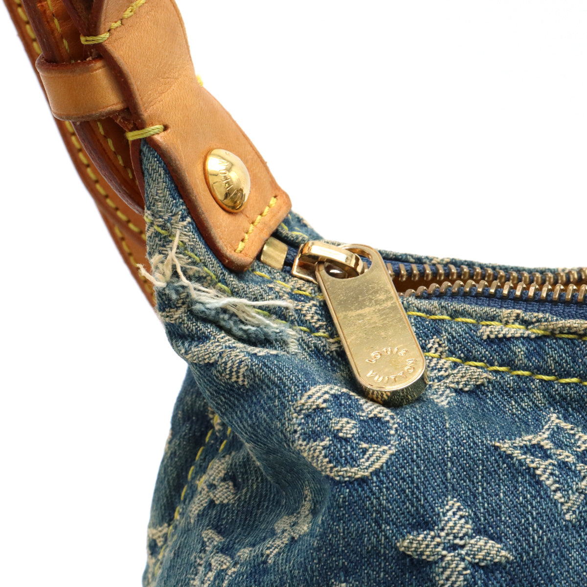 Louis Vuitton Louis Vuitton Monogram Denim Buggy PM Shoulder Bag Long Shoulder Slipper Blue M95049