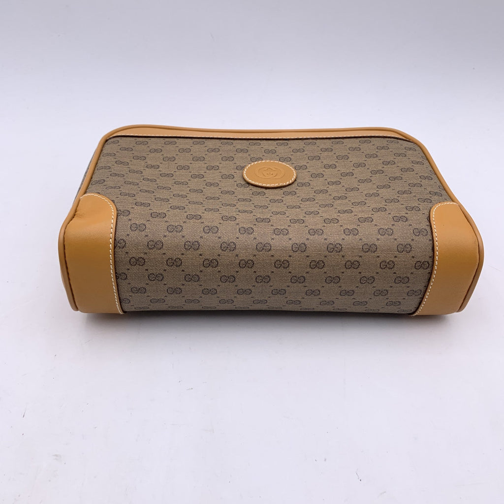 Gucci Vintage Beige Monogram Canvas Cosmetic Bag Clutch Bag