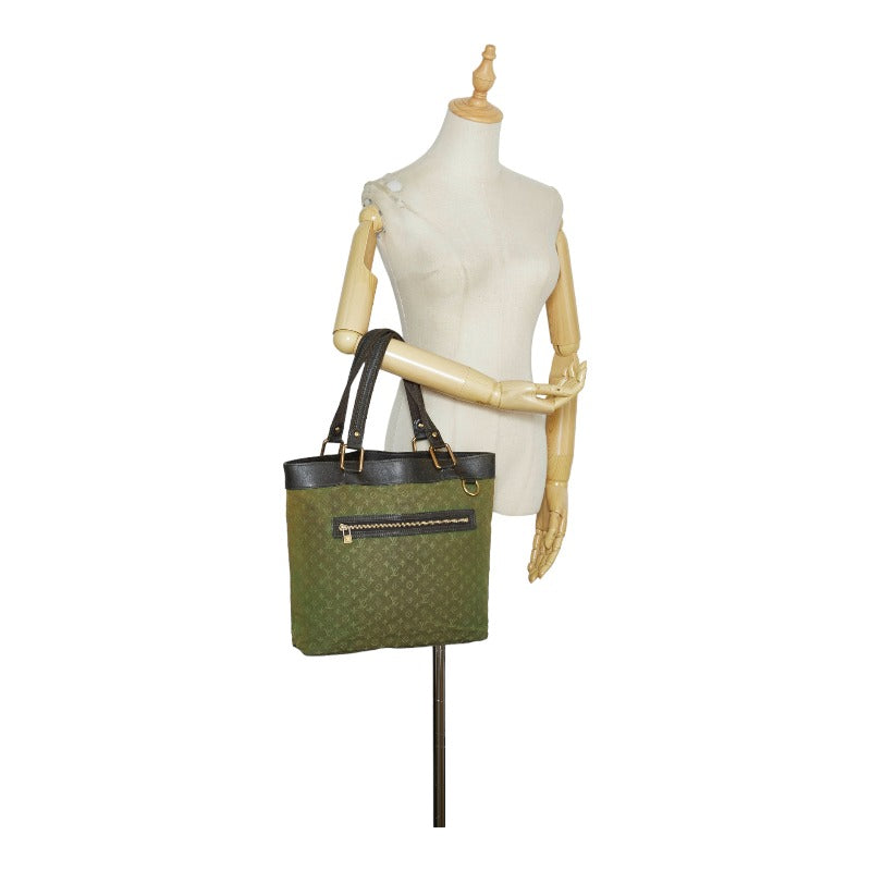 Louis Vuitton Louis Vuitton M92681 Monogram Mini T-Bag Linen/Leather Green Dark Brown  T-Bag