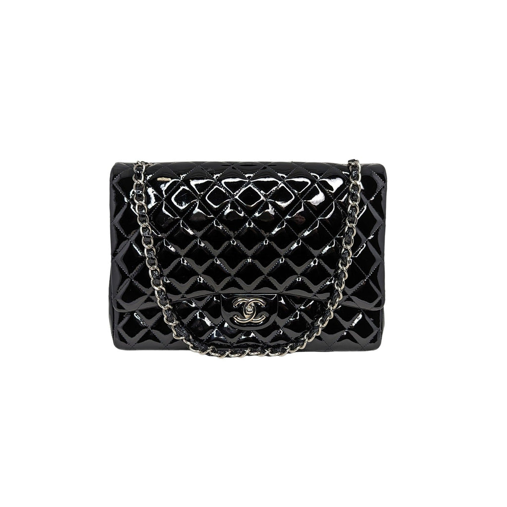 Chanel Patent Quilted Maxi Classic Double Flap Black