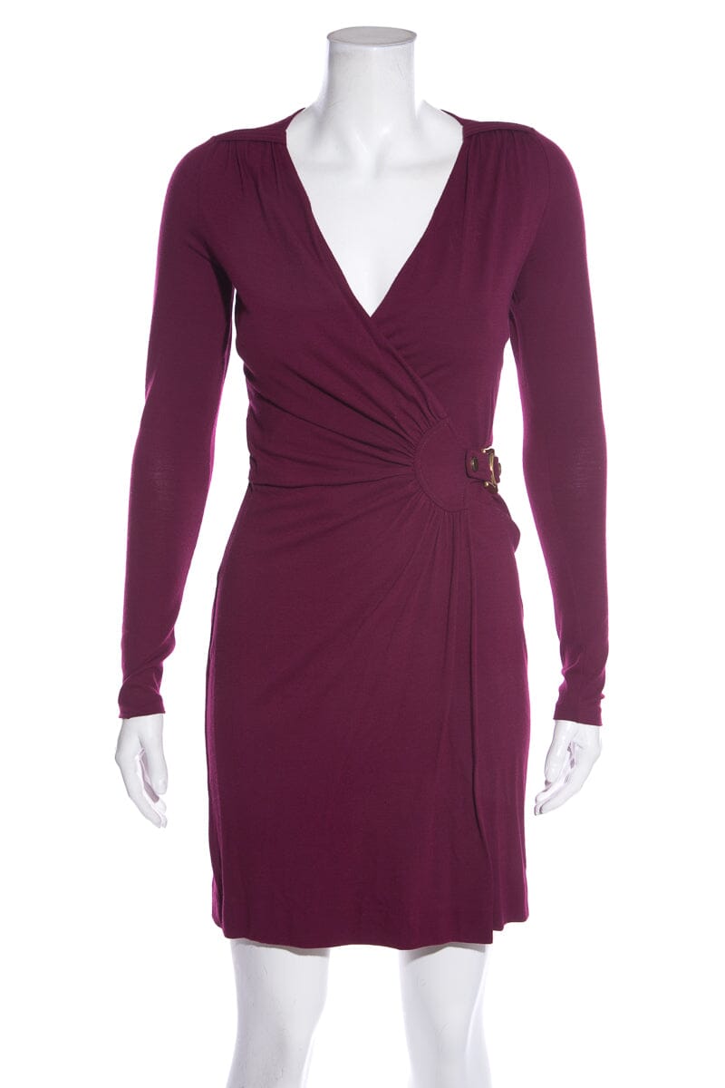 Gucci Magenta Horsebit Wrap Dress SZ XS