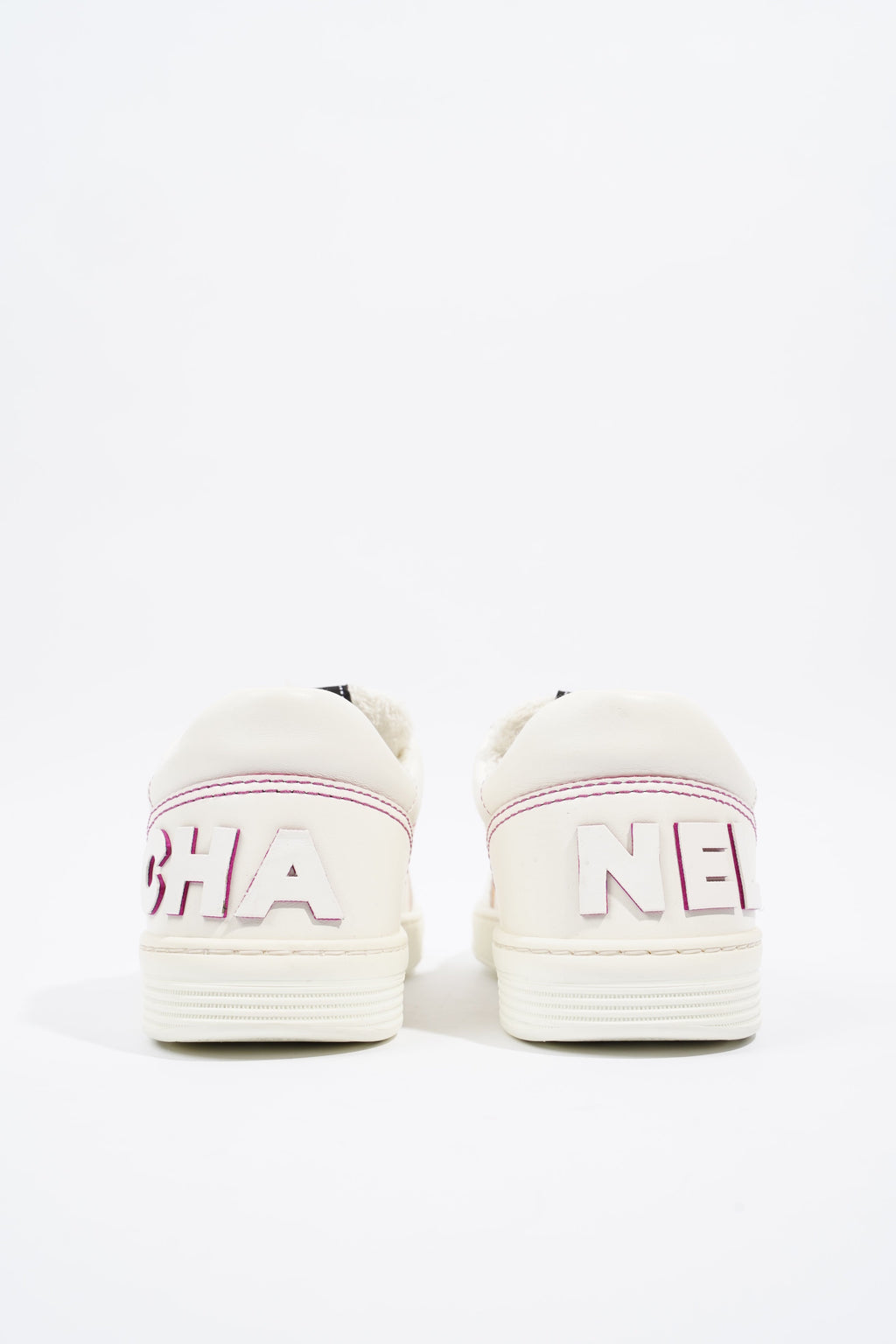 Chanel Chanel Logo White / Pink Calfskin Leather EU 37 UK 4