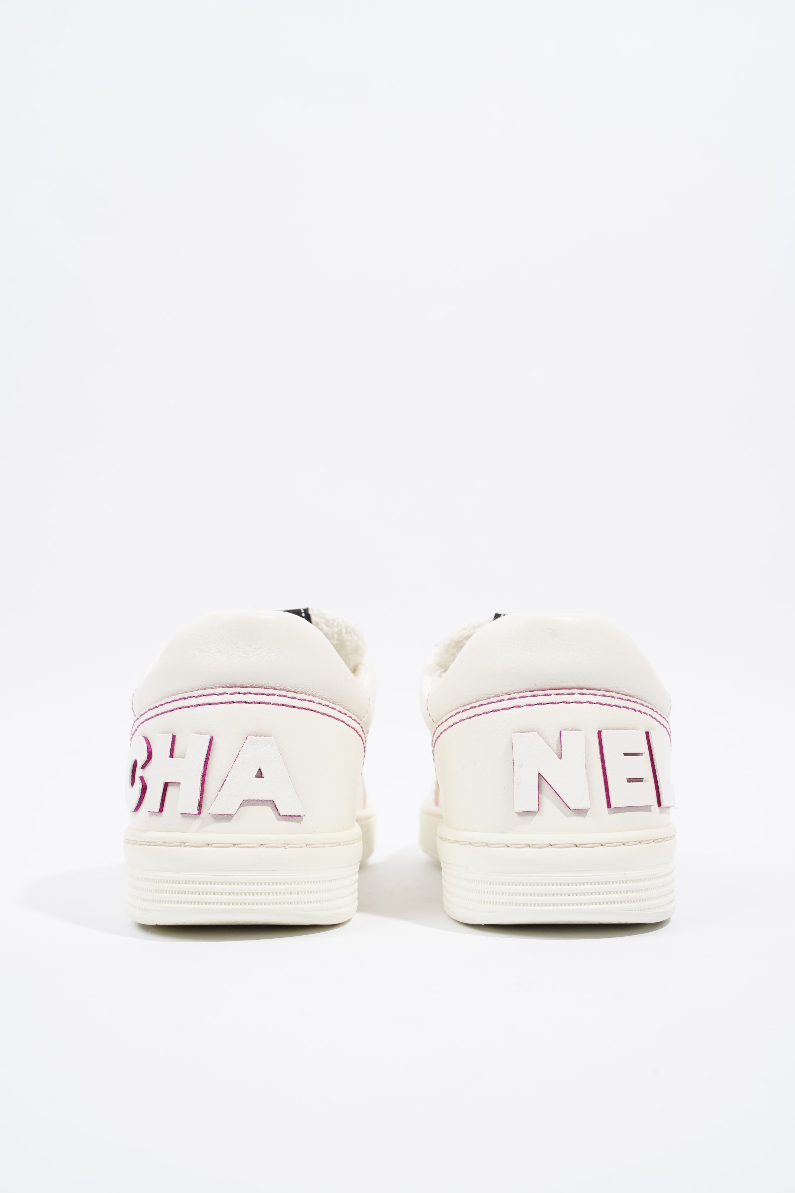 Chanel Chanel Logo White / Pink Calfskin Leather EU 37 UK 4