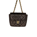 Chanel Vintage Brown Lambskin Quilted Micro Mini Flap Belt Bag Charm
