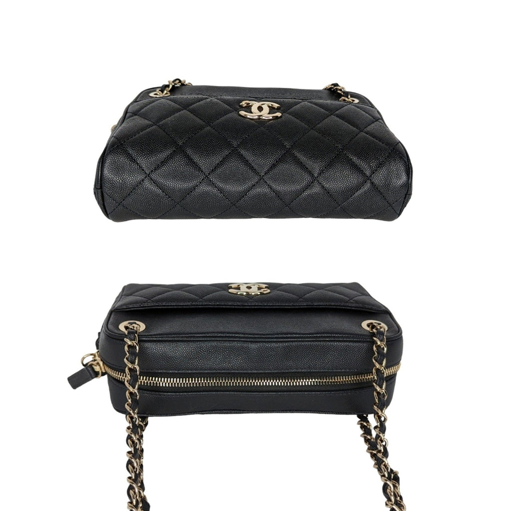 Chanel Black Caviar Quilted Small In & Out Camera Case