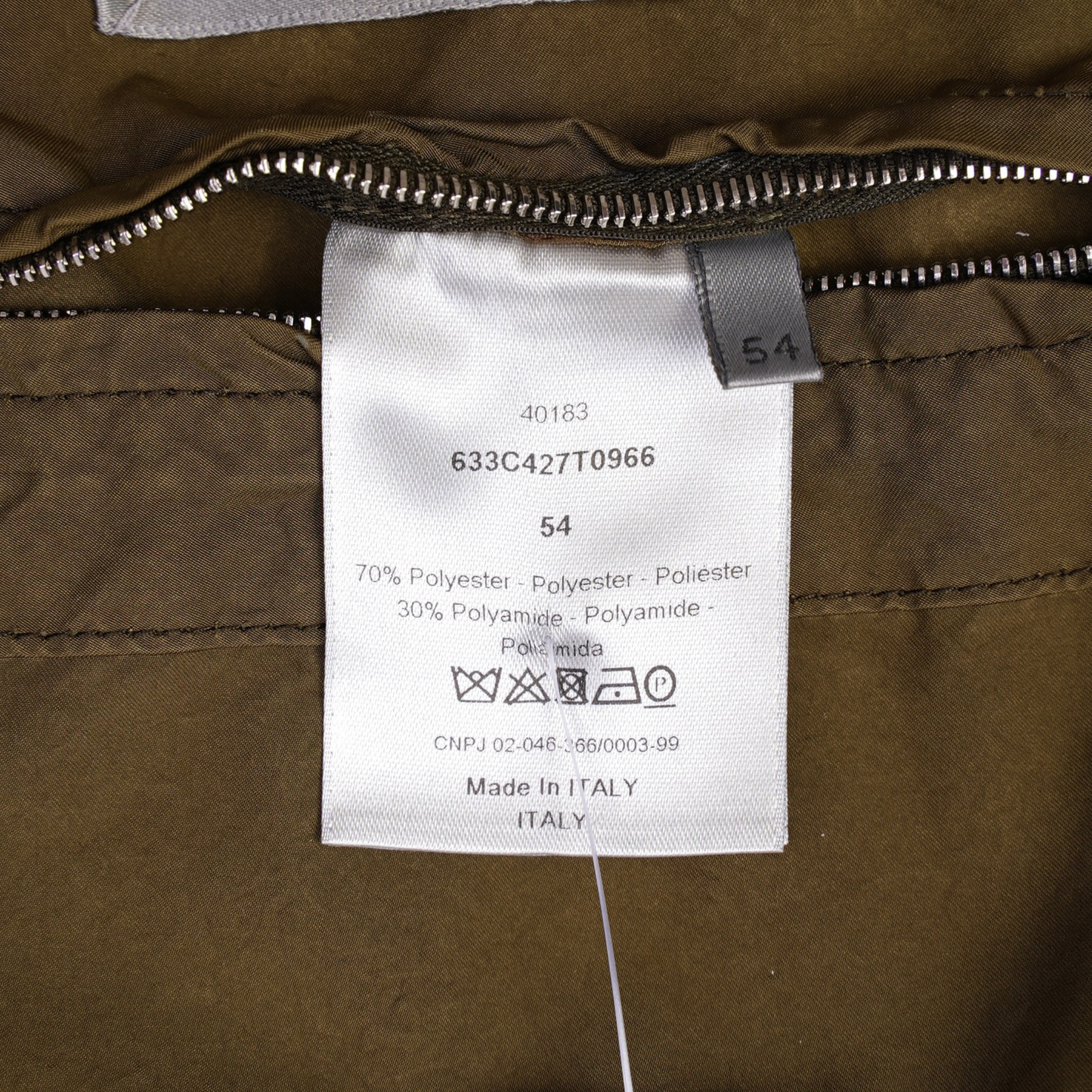 Christian Dior Mens Zip Jacket Olive IT 54 / UK L