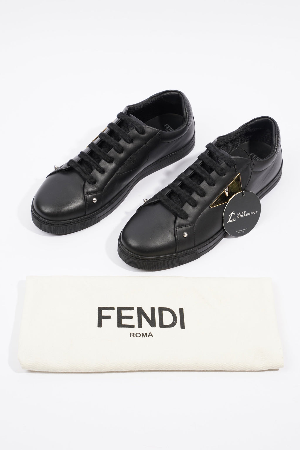 Fendi Monster Eye Sneaker Black Leather EU 39 UK 6