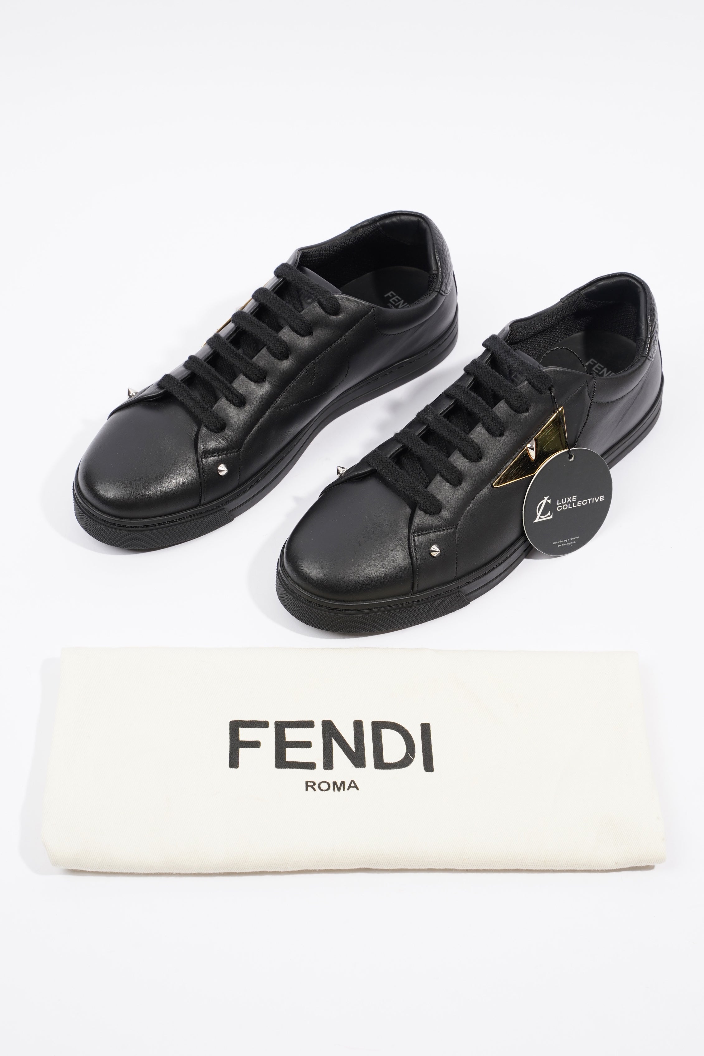 Fendi Monster Eye Sneaker Black Leather EU 39 UK 6