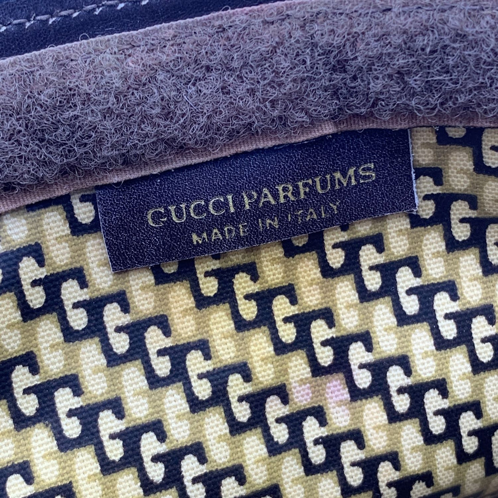 Gucci Vintage Brown Suede Cosmetic Bag Clutch Web with Stripes