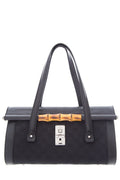 Gucci Black Monogram Bamboo Bullet Handbag