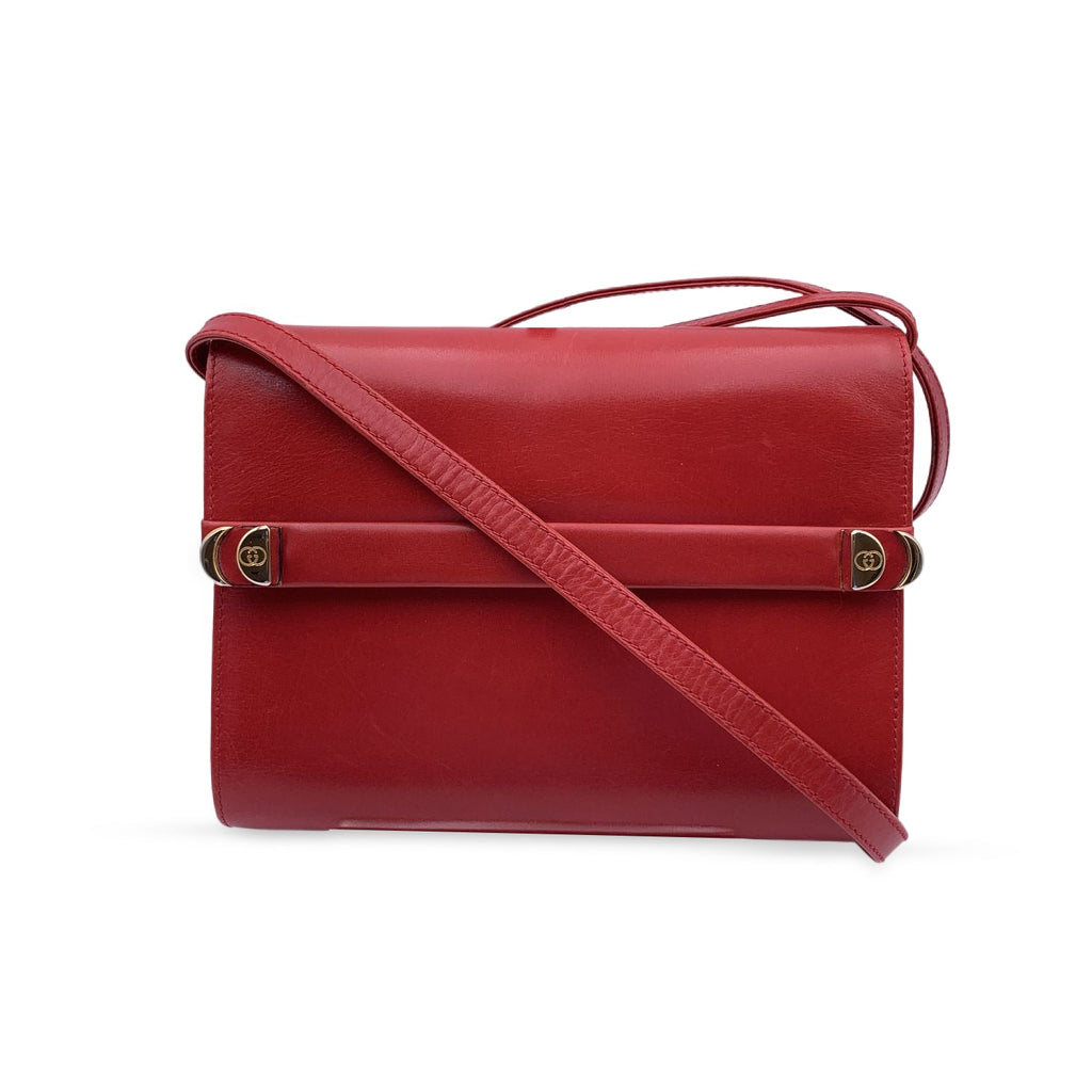 Gucci Vintage Red Leather Convertible Shoulder Bag Clutch