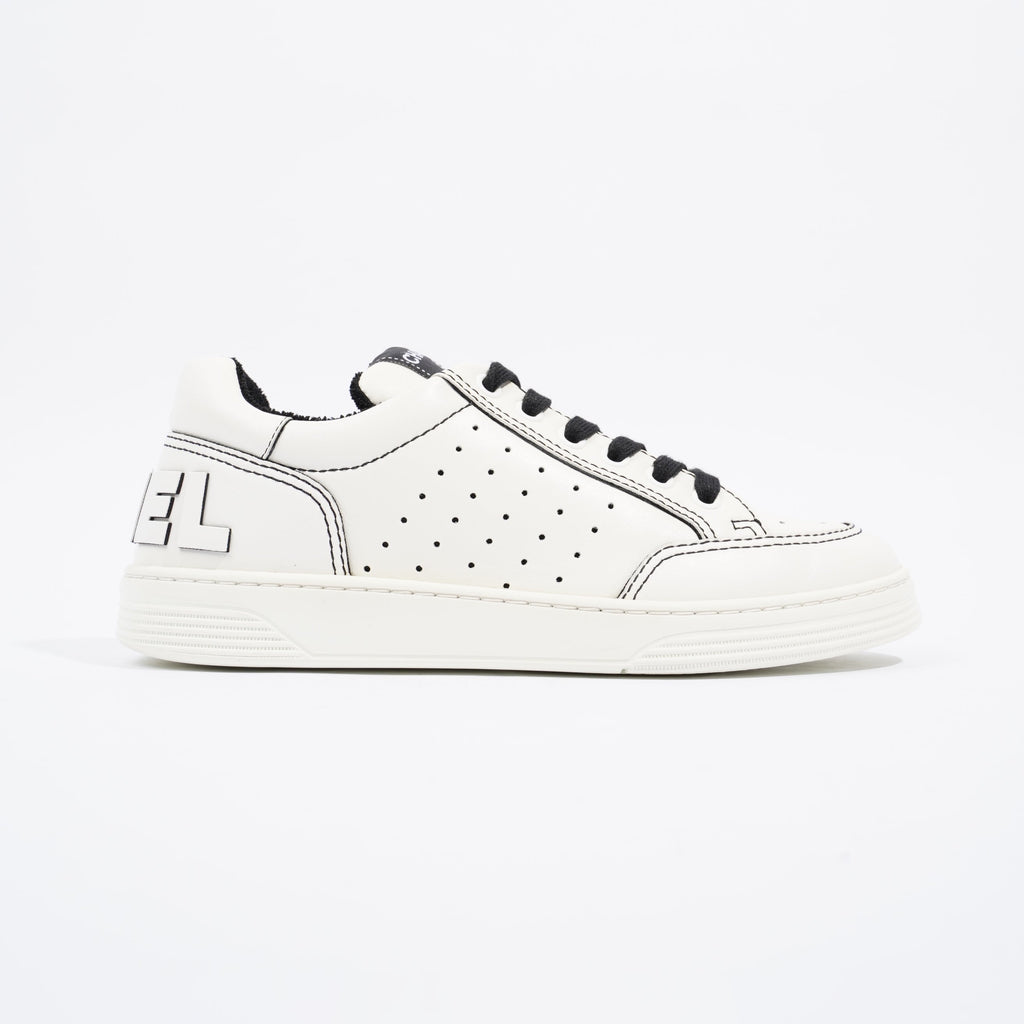 Chanel Chanel Logo White / Black Calfskin Leather EU 37 UK 4