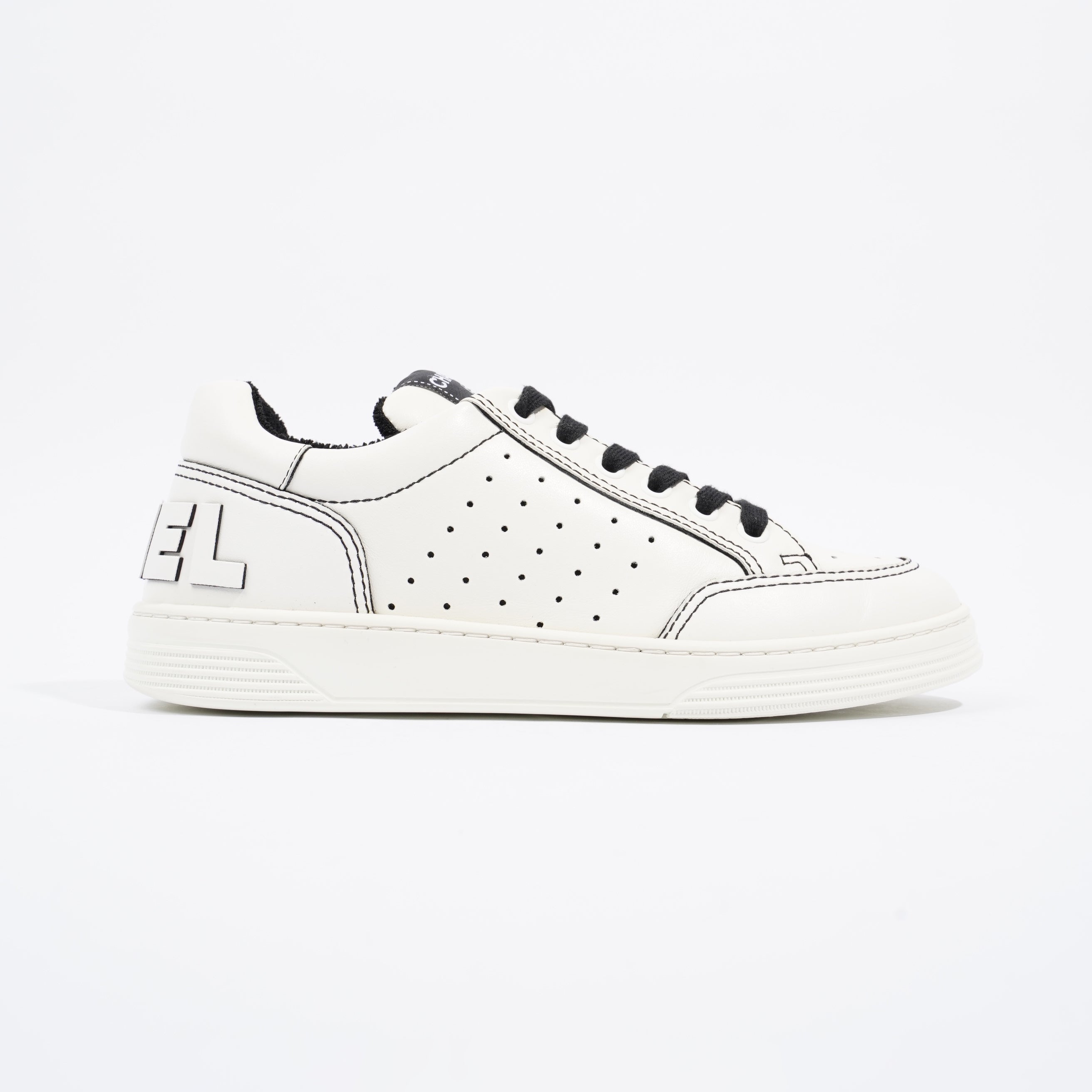Chanel Chanel Logo White / Black Calfskin Leather EU 37 UK 4