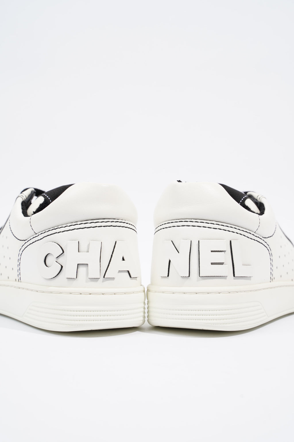 Chanel Chanel Logo White / Black Calfskin Leather EU 37 UK 4