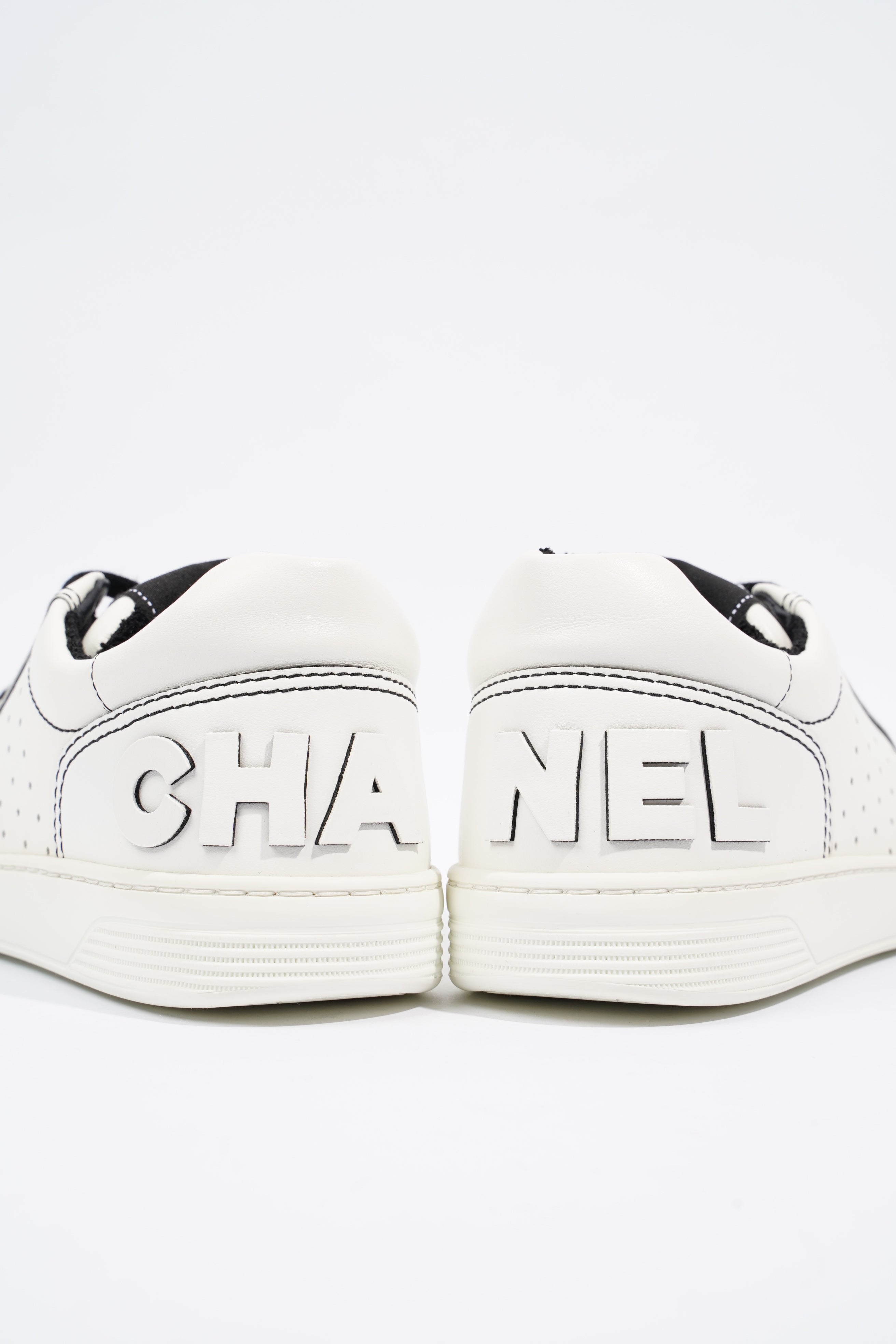 Chanel Chanel Logo White / Black Calfskin Leather EU 37 UK 4