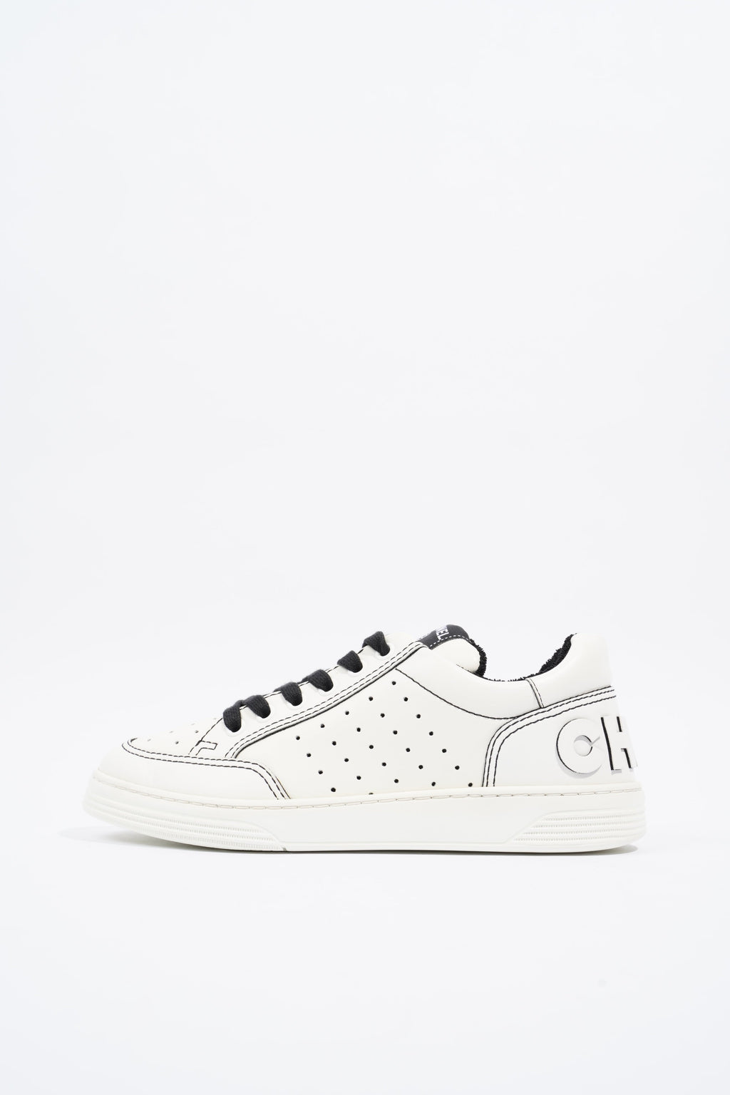 Chanel Chanel Logo White / Black Calfskin Leather EU 37 UK 4
