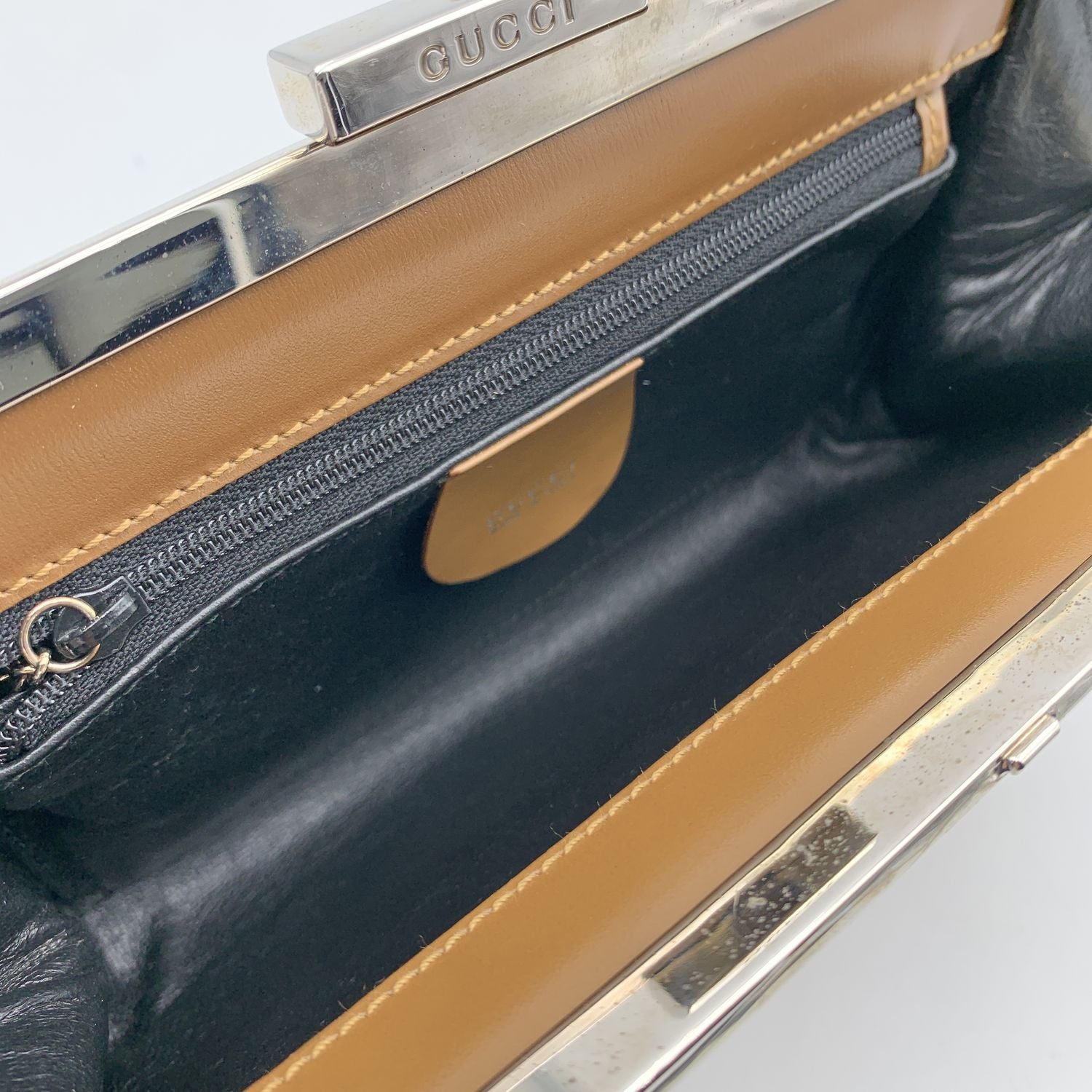 Gucci Vintage Metallic Patent Leather Evening Clutch Shoulder Bag